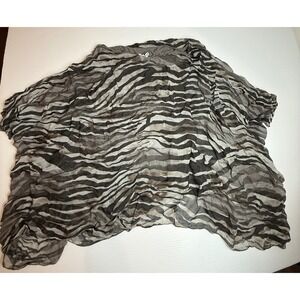 Tempo Paris Women's Small‎ Zebra Print Sheer Overlay Top Blouse Made in Italy S